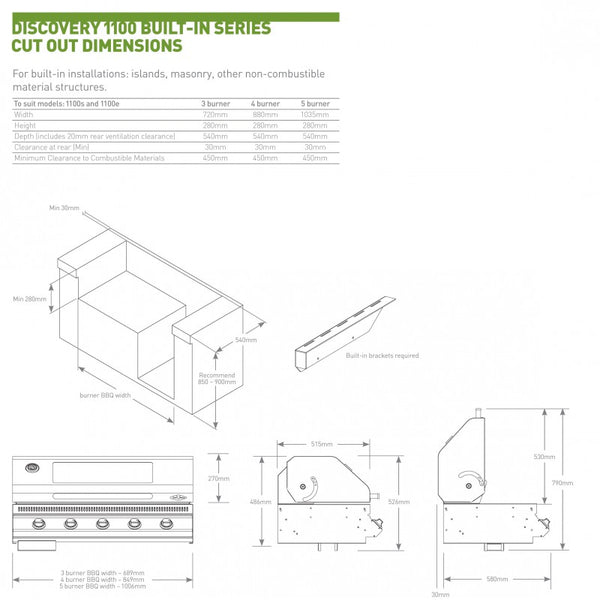 Barbacoa de gas encastrable Discovery 1100S 5B